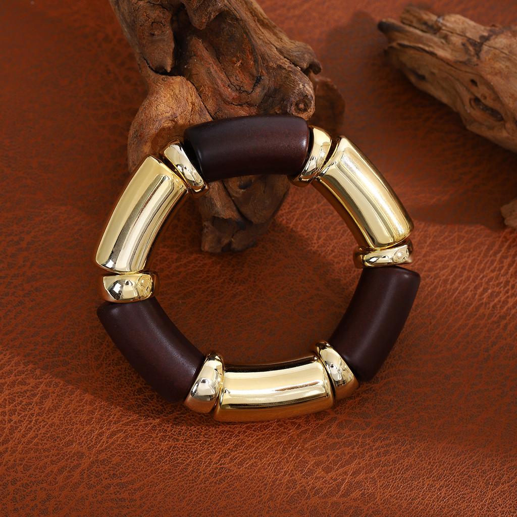 Fashion Personalized New Product Pleated Texture Pipe Bend Bracelet Curved Bamboo Tube Multi-Color Retro Marble Pattern Bracelet