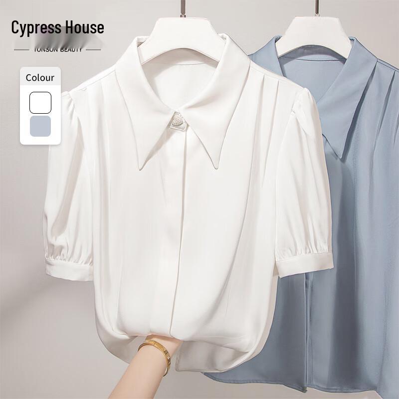 Women s Lapel Short Sleeve Office Blouse XL