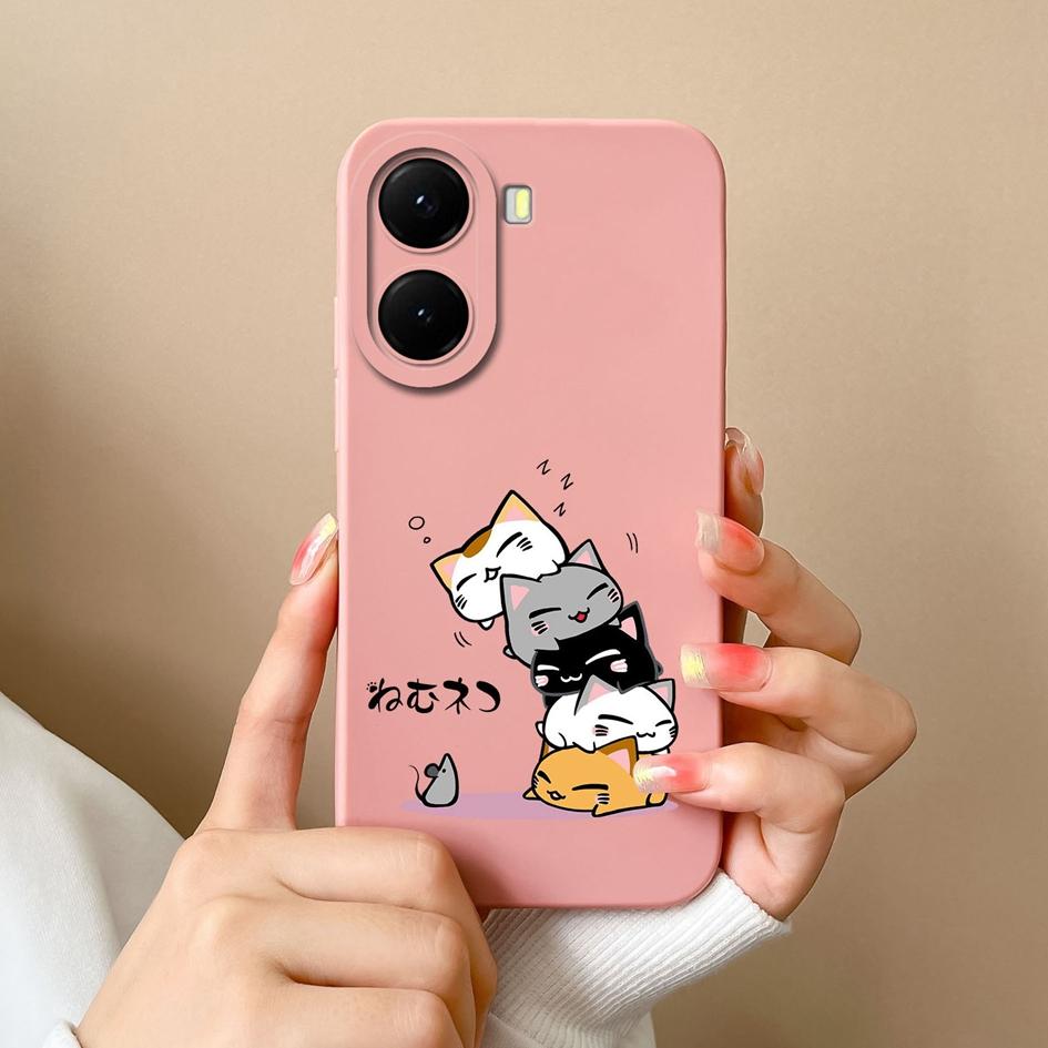 Für Redmi A1 Turbo 4 A4 13 14C 14R A2 K70 Ultra A5 Handyhüllen Niedliche Kätzchen Eulen Muster Hochwertiges Flüssigsilikon Anti-Fall Hülle Für Redmi Gehäuse