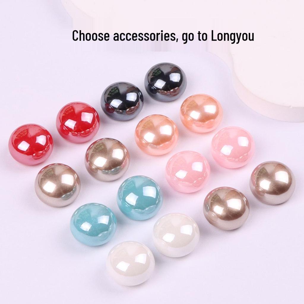 12mm Round Half-Face Steamed Bun Beads for DIY Crocs, Earrings, Hair Clips, and Jewelry Accessories.