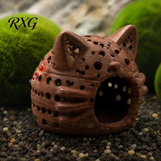 Shrimp Spawning Cave Aquarium Cave, Cat Head Fish Hideout with Suction Small Cup, Decorative for Betta Tanks Tank