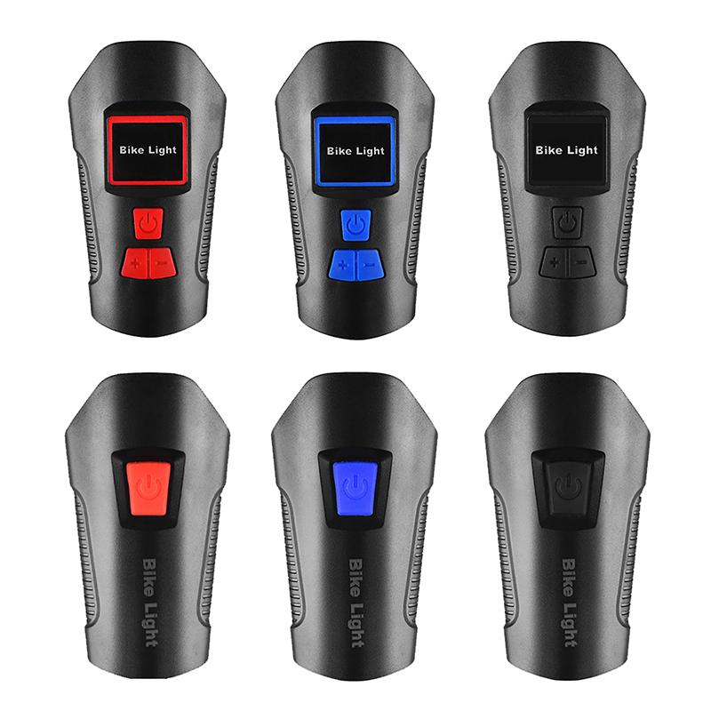 Waterproof Bicycle Light Usb Charging Bike Front Light Flashlight Handlebar Cycling Head Light W/ Horn Speed Meter Lcd Screen