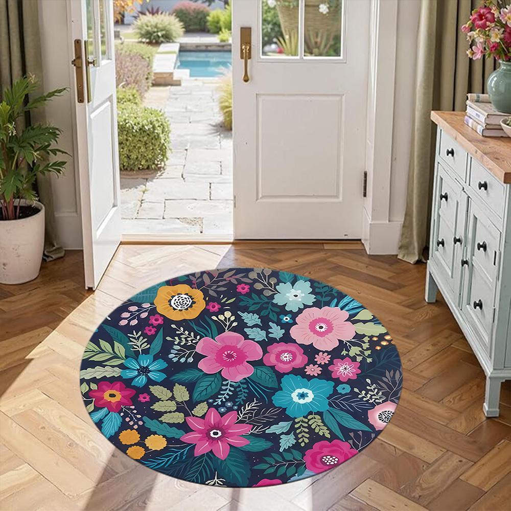 Flower Round Carpet Suitable for Living Rooms Balcony Dormitory Study room Antislip Round Carpet Decorate Offices Perfect Gift for Friends Family