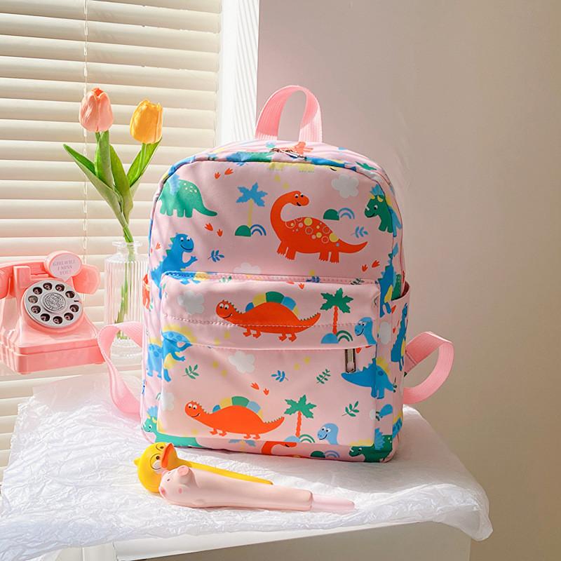 Adorable Cartoon Dinosaur Backpack For Kids Lightweight Durable Nylon School Bag