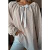 Herbst und Winter Damen Chiffon Shirt Gestreifte Krawatte Langarm Top