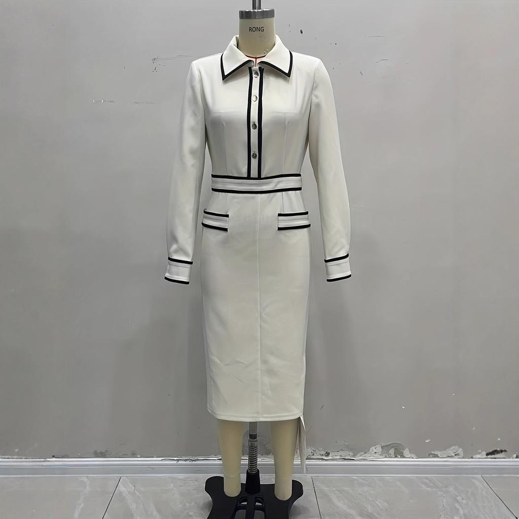 Independent Station European and American Cross-border 2025 French Celebrity Style Autumn New Temperament Niche Long Shirt Dress