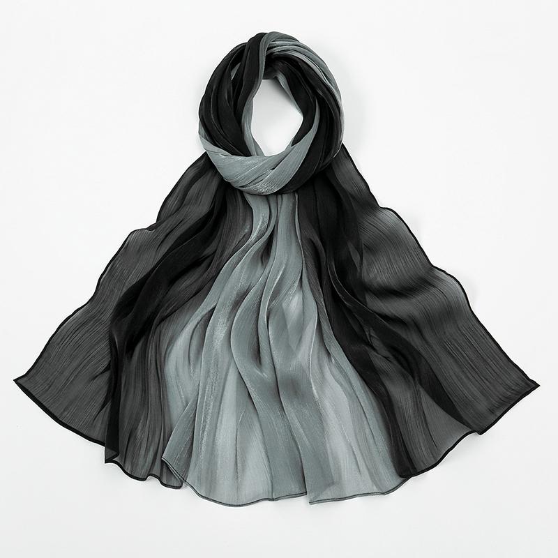 Luxury Satin Silk Hijab Scarf Chiffon Gradient Wrinkled Shawls Women Muslim Hijab Premium Yarn Scarf Islam Turban Ramadan