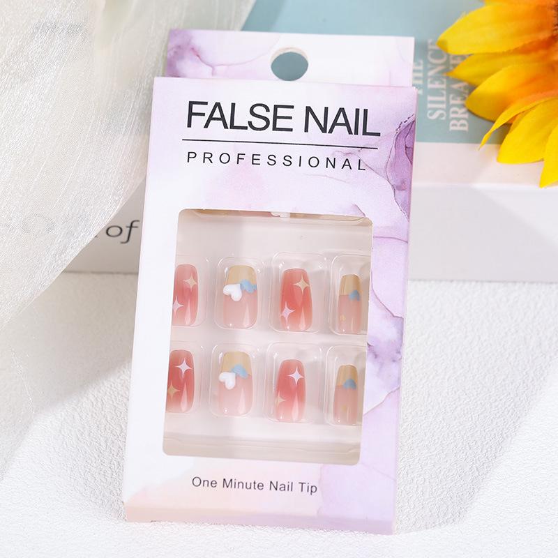 2026 Medium French Star Press-On Nails: Handmade, Detachable, Whitening Manicure