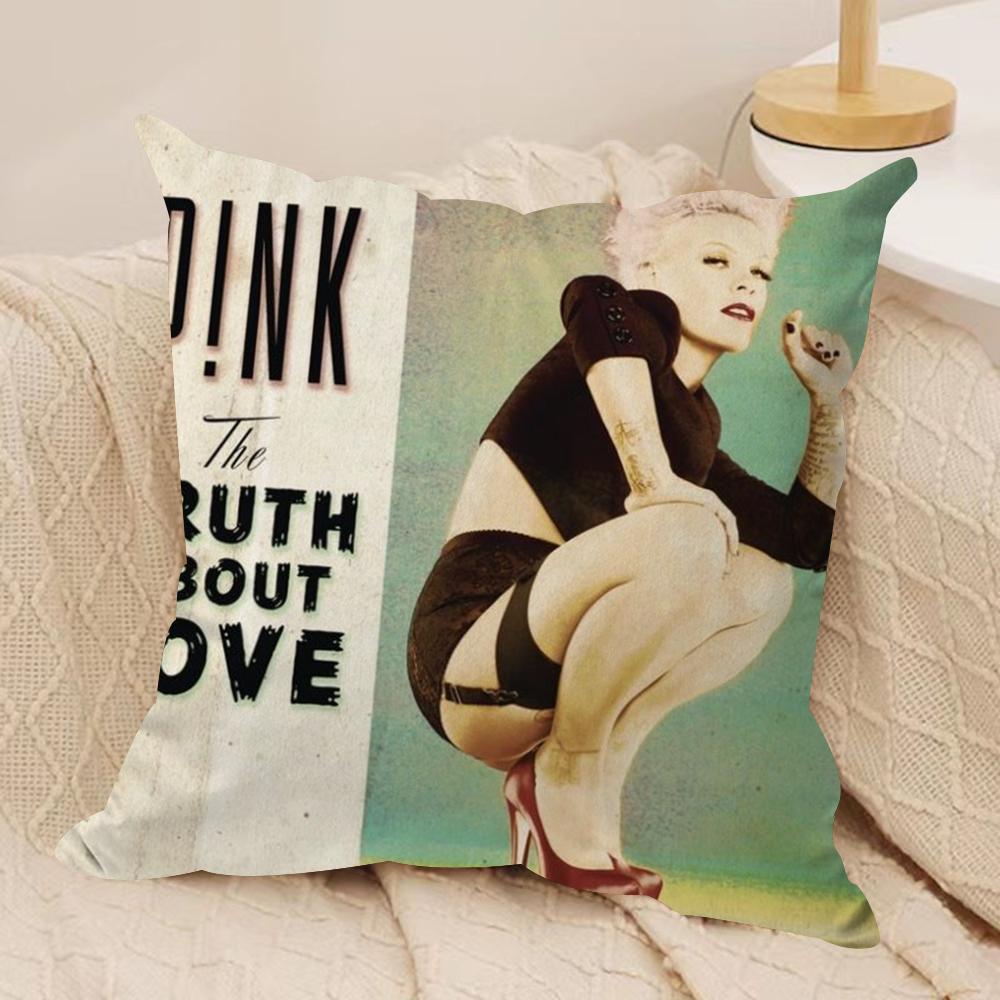 Pink Trustfall Pnk Singer Cushion Cover Silky Short Plush DoubleSided Printed Pillow Case for Sofa All Seasons Home Decor Gift