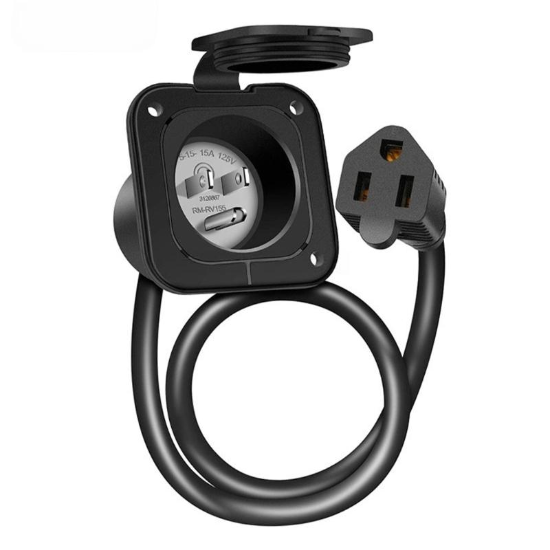 Heavy Duty Outdoor Electrical Extension Cord with Weatherproof US Plugs Strong Nylon Extension Cable for Camping