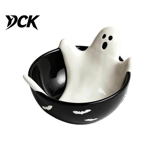 Vassoio portasnack a grande capacità Scheletro di Halloween Rilassato Vassoio per stuzzichini, Ciotola per caramelle in resina a rilievo 3D per forniture per eventi Snack Salse, Gotico Creativo