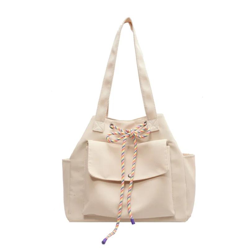 Large Capacity Canvas Tote Bag for Women's New Commuter Versatile College Student Class Shoulder Bag