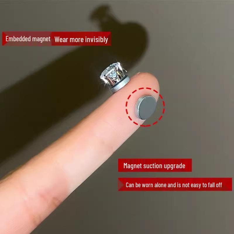 Super Shiny Magnetic Ear Studs: No-Pierce Clip-On Earrings for Women & Men.