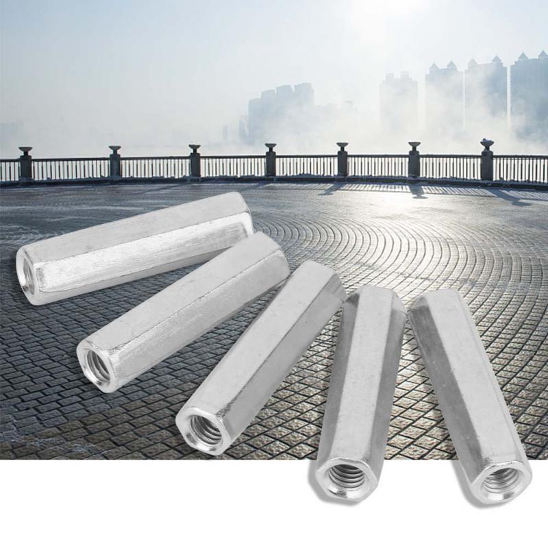 Long Rod Nut Carbon Steel Hex Hexagonal Sleeve Nut Threaded for Home Office Appliance