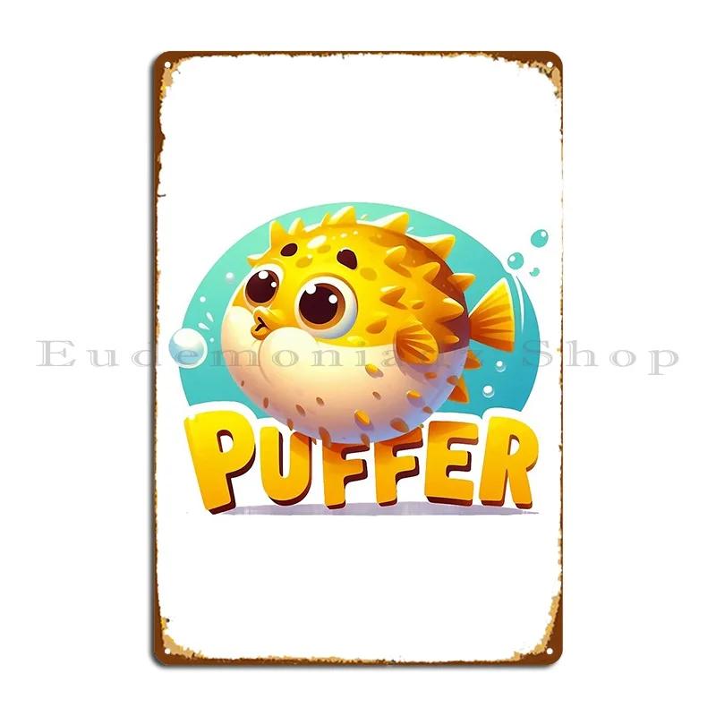 Puffer Fish Bukovskyart Metal Sign Poster Designing Garage Garage Plaques Club PaintingTin Sign Poster