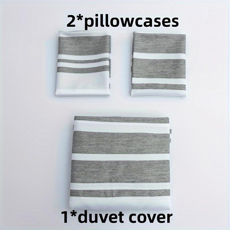 3-piece Duvet Cover Set Printed Stripes Microfiber Duvet Sets Bedding Bohemian Modern Farmhouse Style for Men and Women