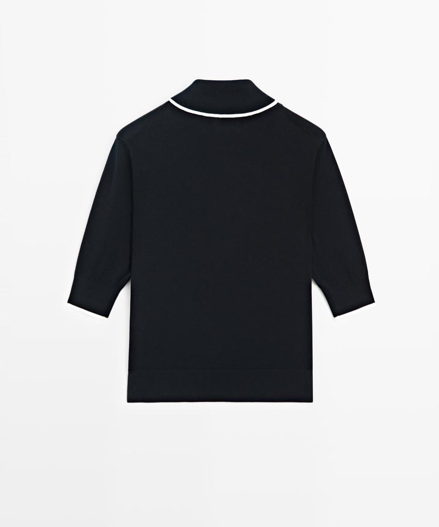 Masimodutti 100% Cotton Knit Sweater With Scarf Detail