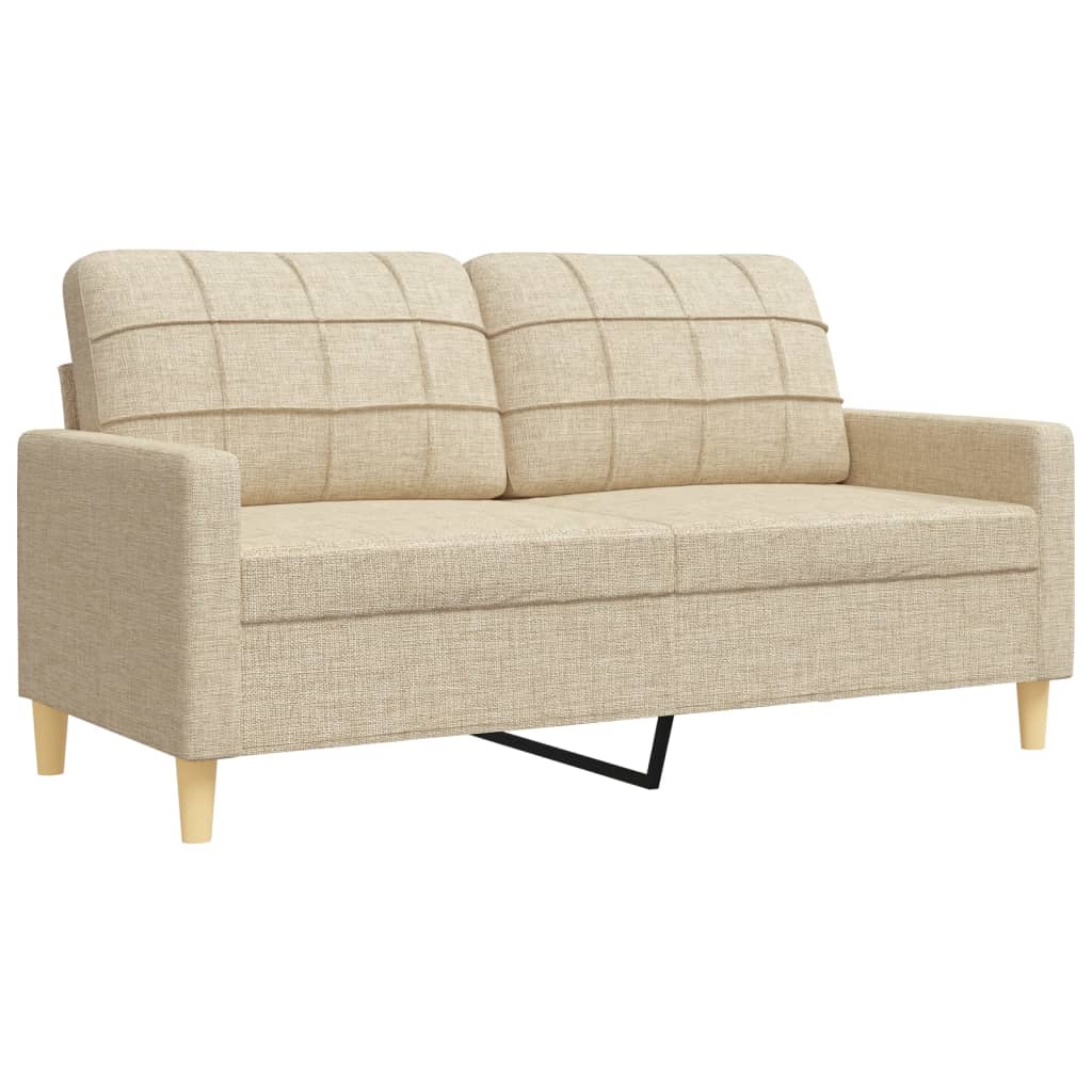 Vidaxl 3-Cz. Sofa Set with Footrest, Cream, Fabric Upholstered