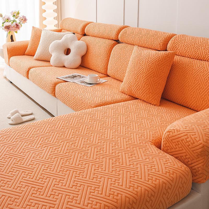 

Чехол для дивана из жаккардового бархата-стрейч — всесезонный, устойчивый к царапинам, универсальный Headrest cover оранжевый