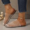 Women Sandals Round Headed Fish Mesh Hollow Ballet Shoes for Summer New Fashionable Flat Bottomed Slides Women Slippers
