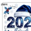 Customizable Window Murals 2027 New Year Christmas Static Cling, Glue?Free Snowflake Glass Winter Theme Party Decor Sticker, Reusable Holiday
