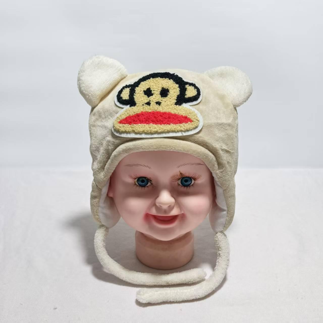 

Winter New Arrival Pure Cotton Baby Hat with Big Mouth Monkey Design - Solid Color
