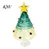 Miniature Xmas Tree Figurine Glazed Christmas Figurine, Colorful Decor, Handcrafted Glass Craft for Display Table Centerpiece Home Office Holiday