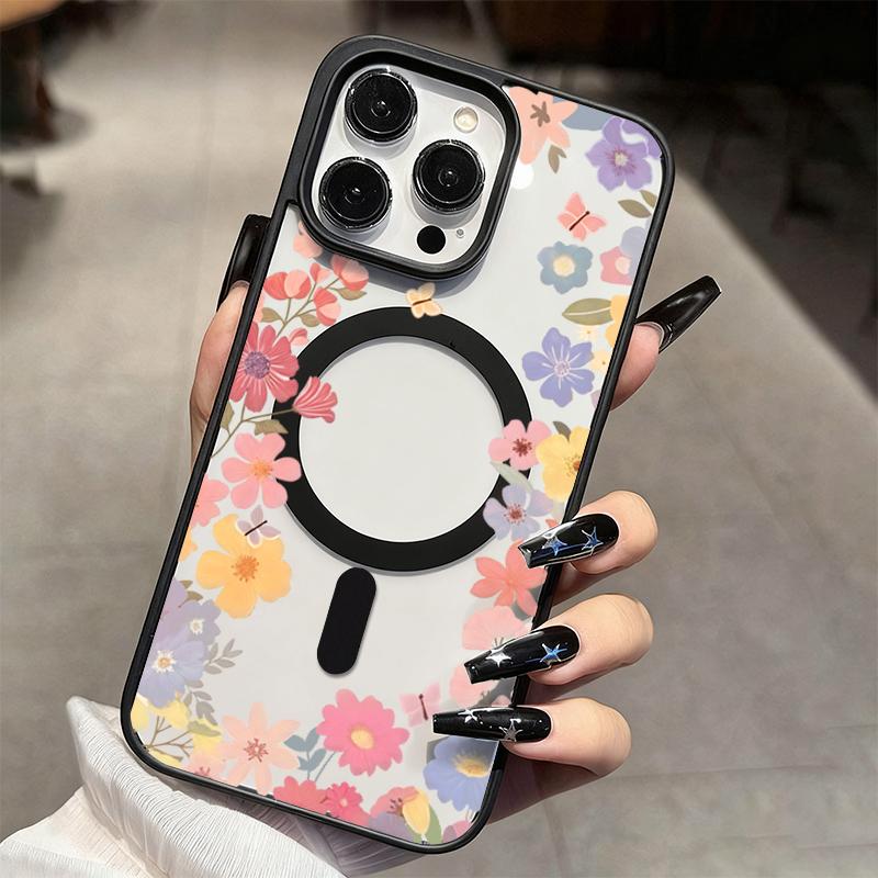 Spring Small Flowers Print Phone Case For iPhone 17 16 15 14 13 12 11 Pro Max Magnetic Cover For iPhone 16 Plus 17 Air 16E Funda