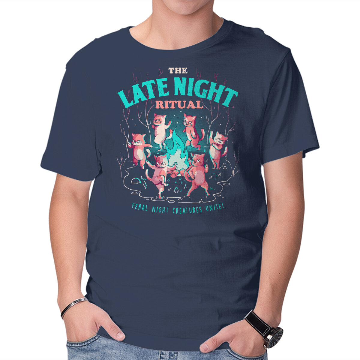 Unisex Crew Neck T-Shirt The Late Night Ritual Graphic Short Sleeve Casual Tee L