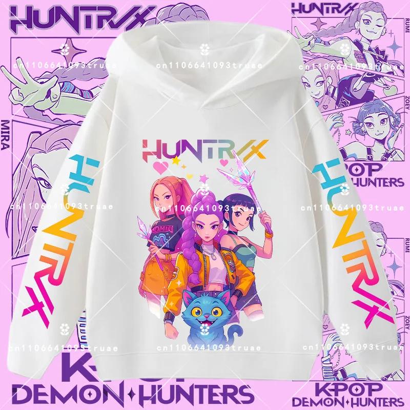 Kpop Demon Hunters Girls Casual Top Autumn Winter Long Sleeve Cute Casual Comfortable Cartoon Print Hoodie 160