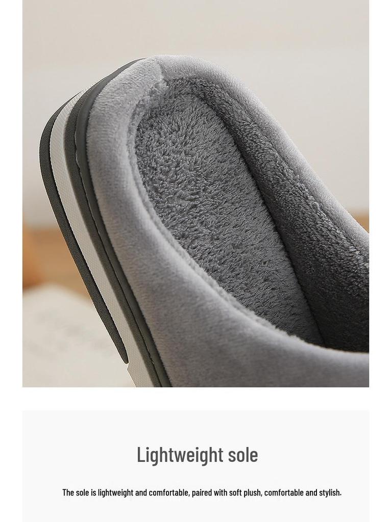 Men's and Women's Non-Slip Thick-Soled Cotton Slippers – Cozy Fur for Indoor Use In Autumn and Winter