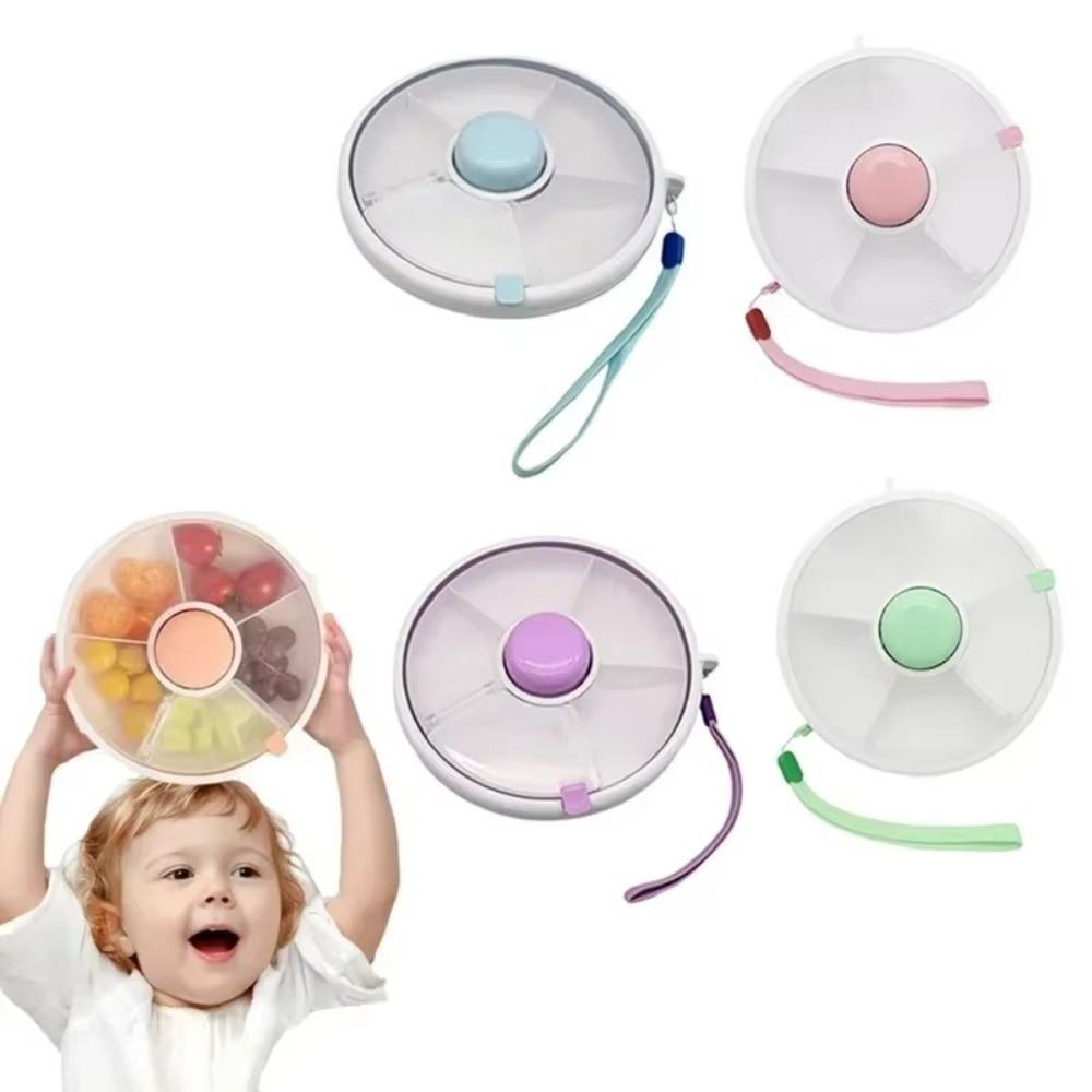 5 Compartments Snack Spinner Portable Sealed Fruit Tray Candy Box Snack Storage Box  Kids Snack