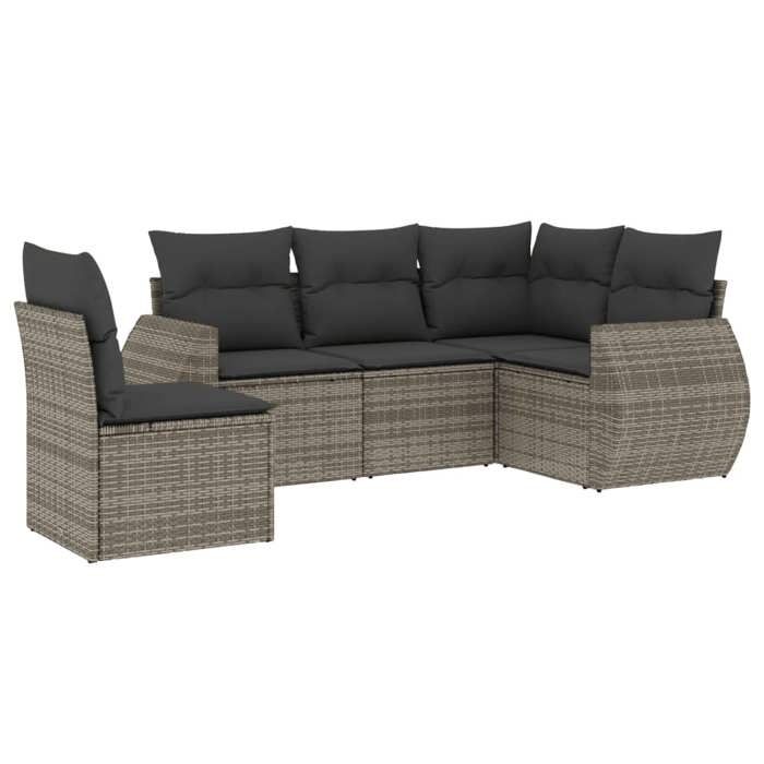 VidaXL Garden Lounge Set with Cushions 5 Pcs, Patio Sofas, Patio Furniture Set, Outdoor Furniture, Grey 3221369