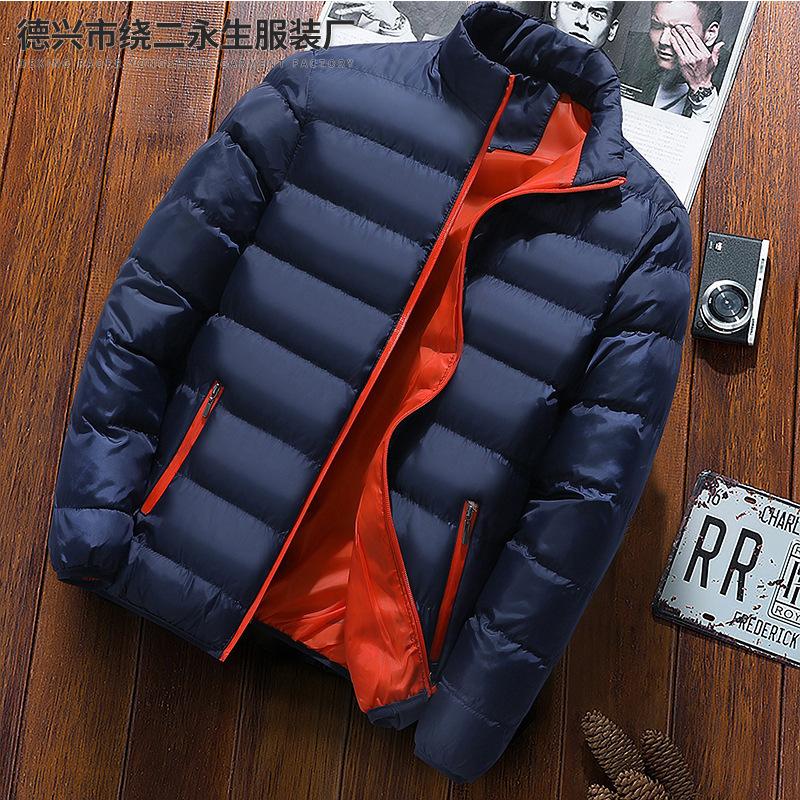 

Men s Black & Red Puffer Jacket Stand Collar Warm Winter Coat Cardigan M темно-синий