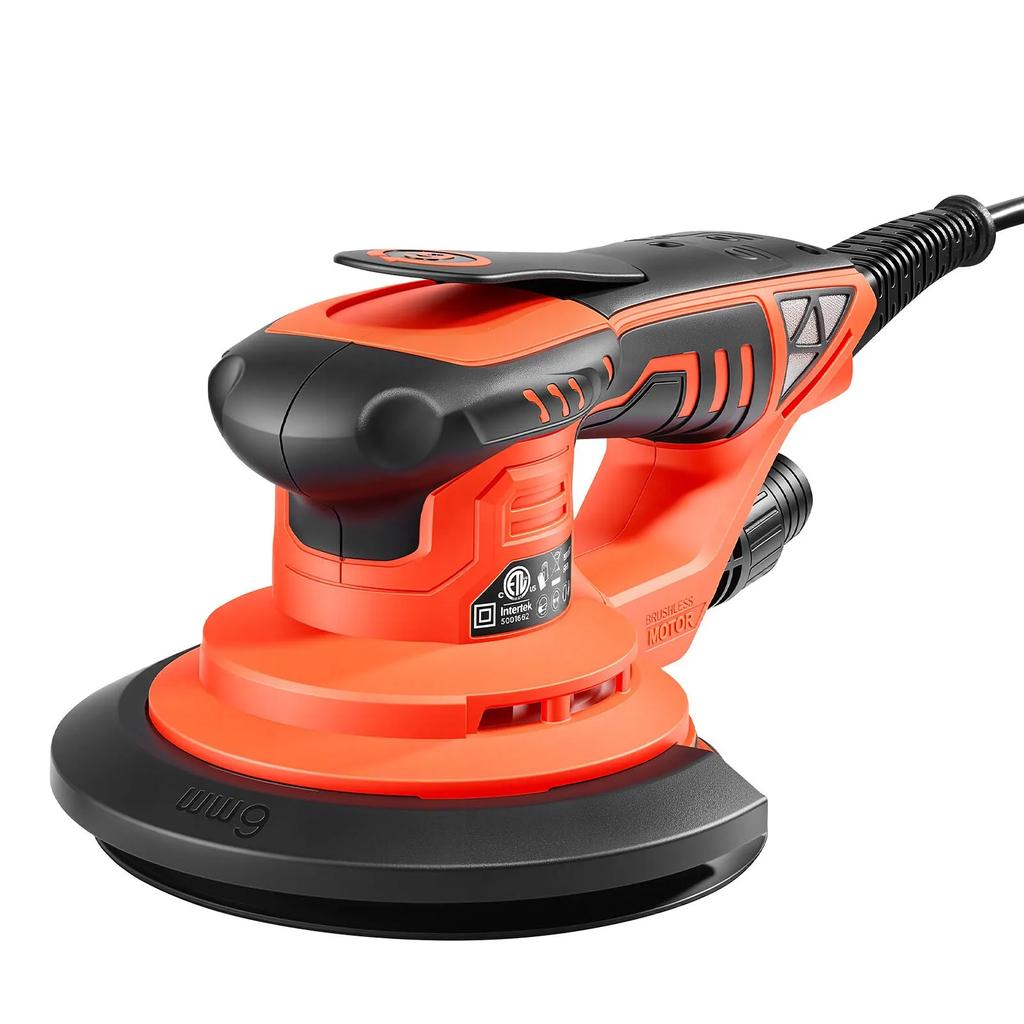 VEVOR 127mm & 152mm Random Orbital Sander 400W Brushless Orbital Sander, 4000-10000RPM 7 Speeds Electric Palm Sanders with 20PCS Sandpapers