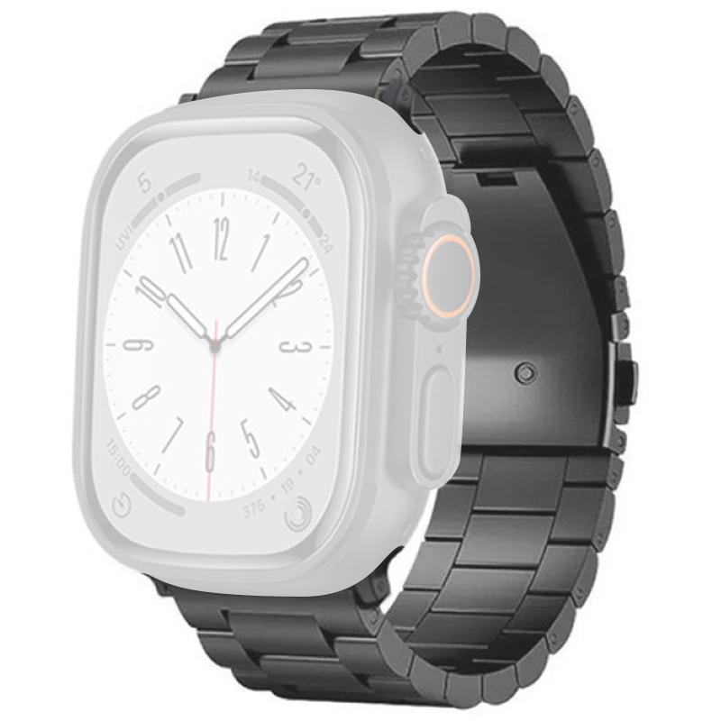 For Apple Watch Series 10 42mm/9 8 7 41mm/SE (2023) SE (2022) SE 6 5 4 40mm/3 2 1 38mm Watch Band 3-Bead Titanium Alloy Strap