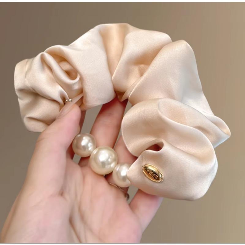 Elegant Pearl Large Intestine Scrunchies Stain Hairband Women Girl Sweet Hair Ornament Ponytail Holder Hair Tie Hair Accessories