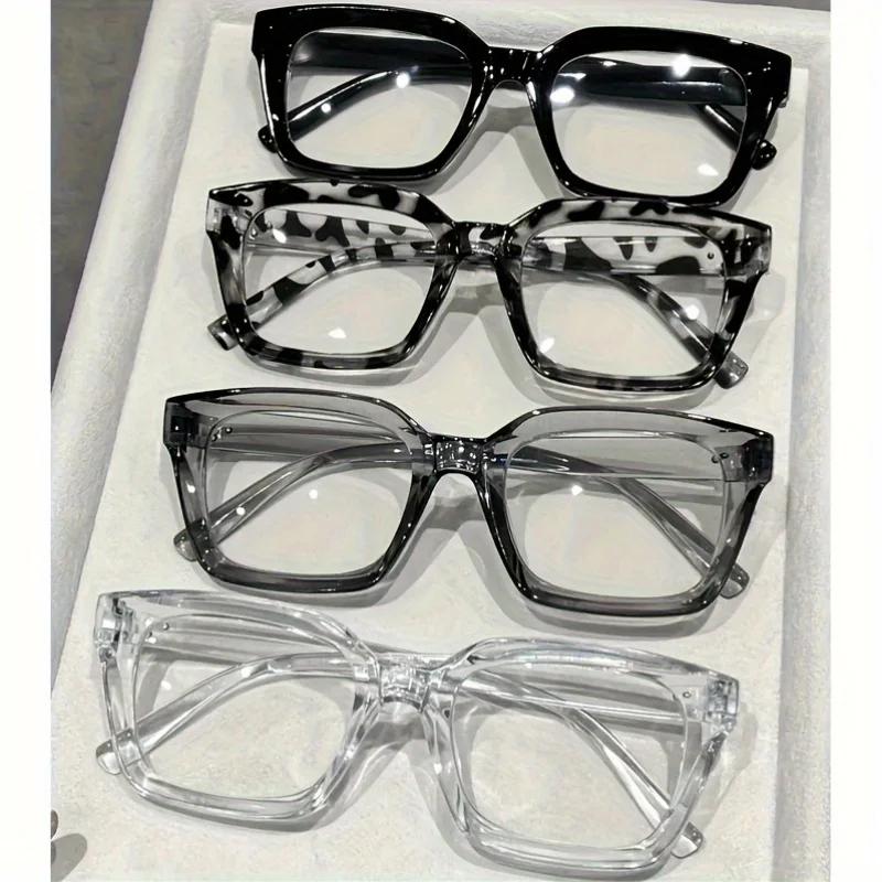 2Pcs/3Pcs/4Pcs Classic Fashionable Square Frame Non-Prescription Glasses Suitable for Daily Wear, Office Work, and Studying