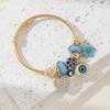 DIY Beaded Bracelet Blue Evil Eye Charm Rhinestone Heart Flower Fashion Jewelry Accessory for Women Girls