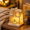 Battery Powered Snow House Figurine Resin Christmas Night Light  Bedroom Night Light