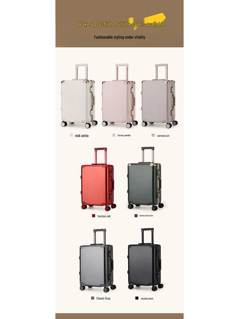 Durable Aluminum Frame Suitcase with Phone Holder & Anti-Collision Corners, Available in 20, 24, and 26 inches for Students and Adults