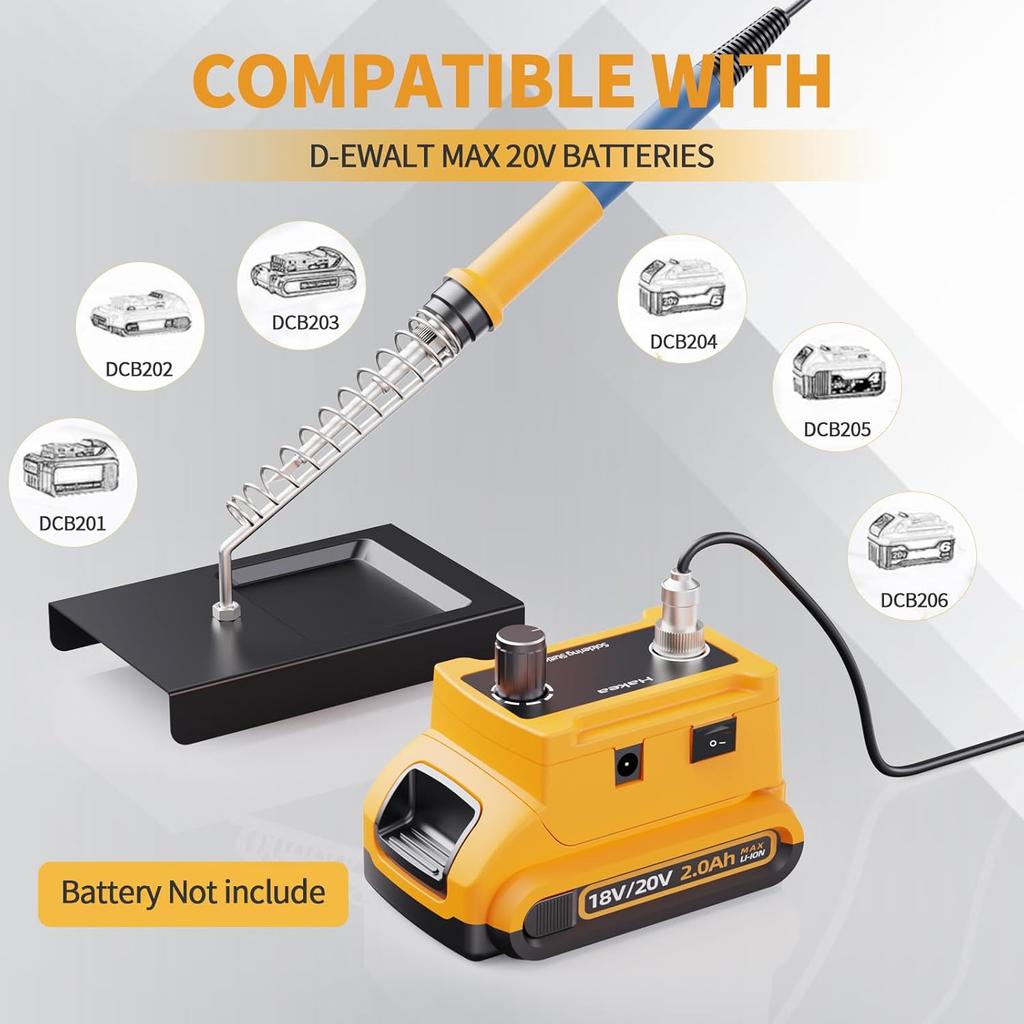 Cordless Soldering Station for Dewalt 20V Max Battery - Electric Digital LCD Display Soldering Iron Station Fast Heating Up Soldering Station for
