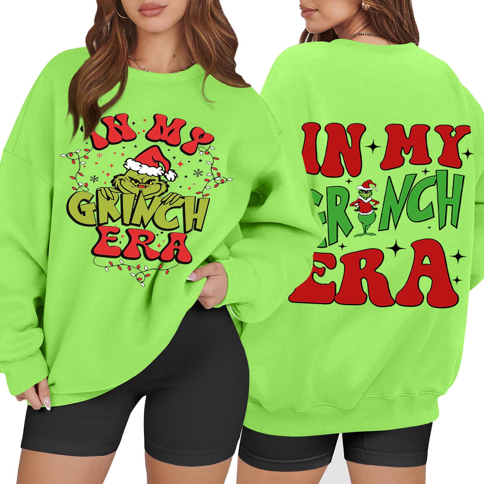 Women s Casual Fashion Long Sleeve Christmas Printed Round Neck Sweatshirt Top L