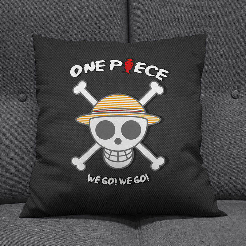 Anime Op Luffy Pillow Cover, Cute Chibi Smile Print Cushion Cover, Polyester Throw Pillow Case For Sofa Bedroom Car, Home Decor
