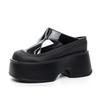 Fashion High Brand 11CM Women Genuine Leather Luxury Summer Fashion Pumps Chunky Heels Hook ROME Platform Wedge Shoes Mary Jane Slippers