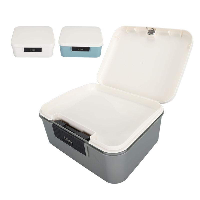 Lockable Storage Trunk 9L Capacity Lockable Storage Trunk for Files Document Organizer Double Layer Password Storage Locking Box