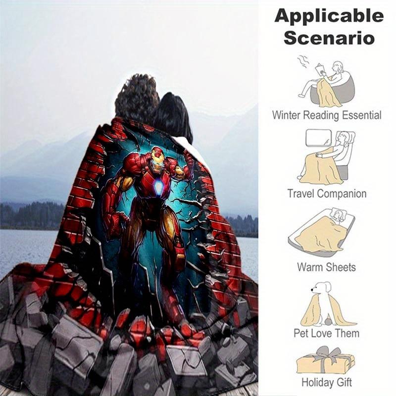 1pc Iron Man Printing Blanket - Soft, All-Season Throw for Living Room, Bedroom,Personalized Gift with Adorable Cartoon Design