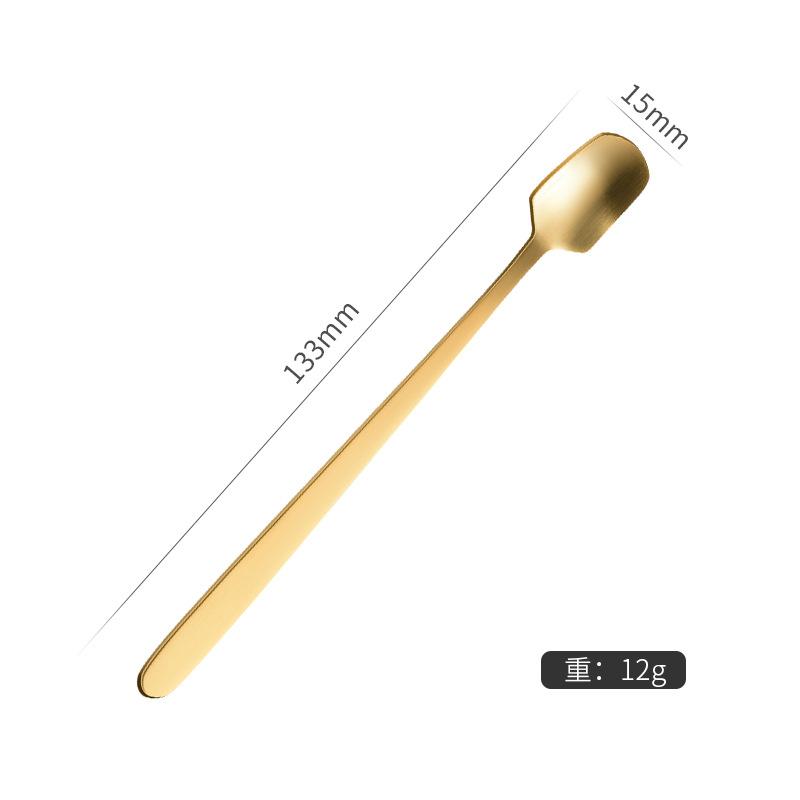 Stainless Steel Square Mini Teaspoon with Long Handle Small High Quality Spoon Coffee Ice Cream Honey Mixing Spoons Tableware