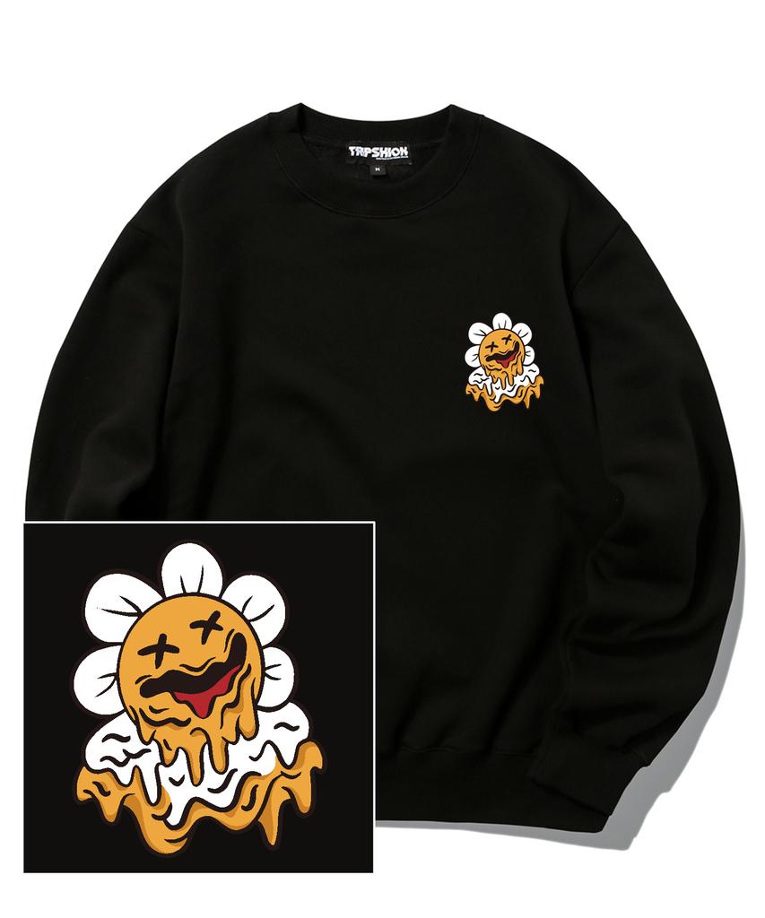 TRIPSHION Melting Daisy Logo Crewneck - Black