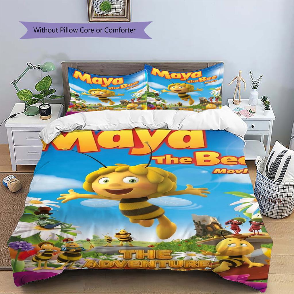 Set Biancheria da Letto con Fantasia Maya l'Ape Copripiumino Federa Decorazione per la Casa Regalo (1 * copripiumino + 2 * federa, senza nucleo)